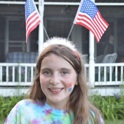 Molly in 2013 with flag headband