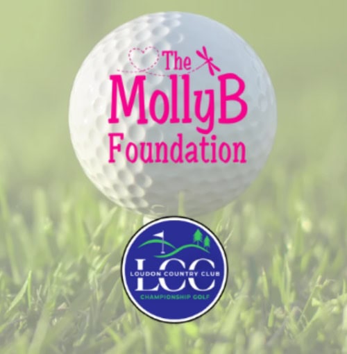 golf ball with molly b foundation logo